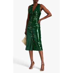 Ganni | Dresses | Ganni Green And Blue Midi Dress | Poshmark